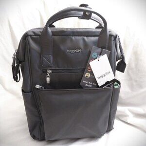NWT Baggallini Soho Gray Nylon Travel Laptop Backpack with RFID 15" Ht